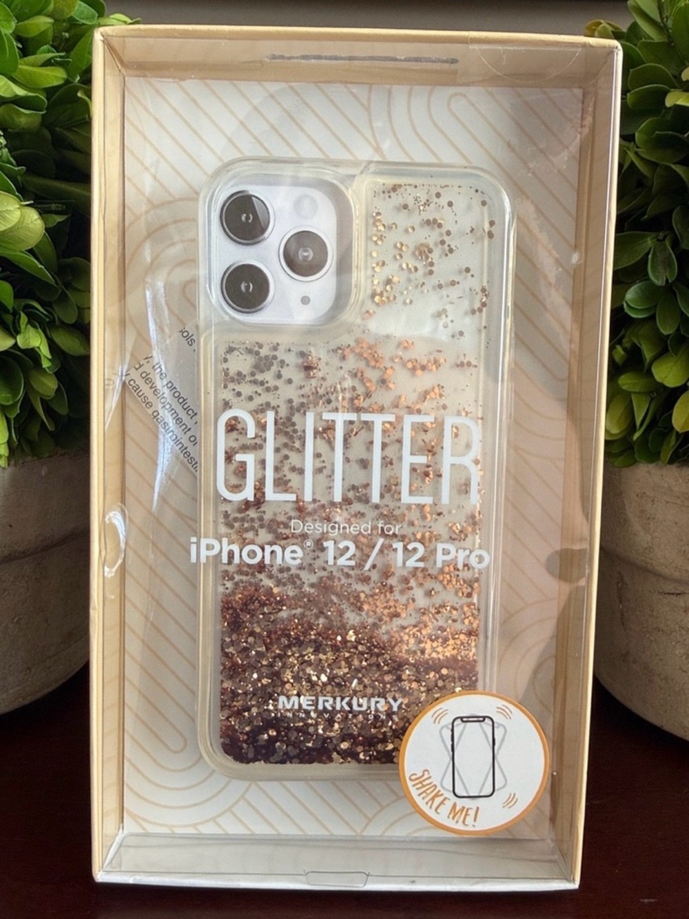 MERKURY INNOVATIONS ✨GOLD-TONE FLOATING GLITTER✨ iPhone 12/12 PRO CASE🌟BNIB🌟